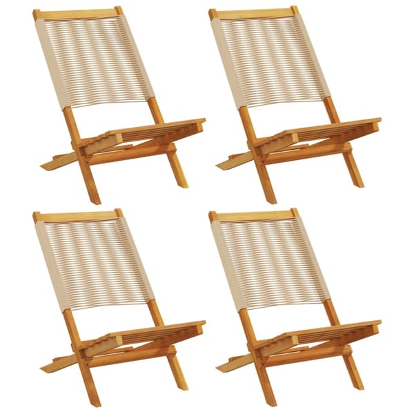 vidaXL Hopfällbara stolar 4 st beige massivt trä akacia Beige