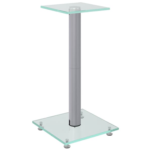 vidaXL Högtalarstativ 2 st härdat glas 1-pelardesign silver Silver