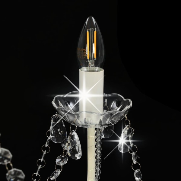 vidaXL Takkrona med pärlor vit 8 x E14-glödlampor Vit