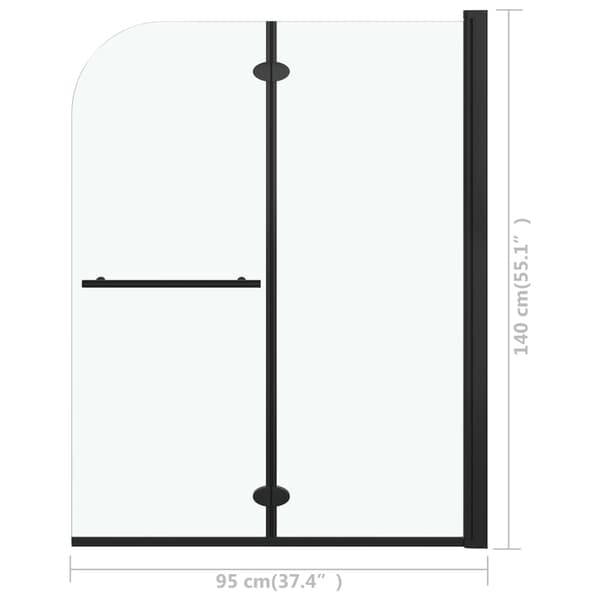 vidaXL Duschvägg fällbar 2 paneler ESG 95x140 cm svart Svart