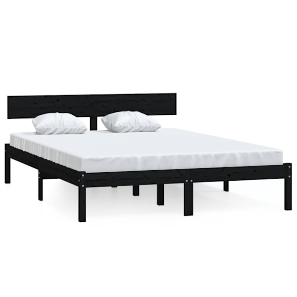 vidaXL Sängram svart massiv furu 120x200 cm Svart