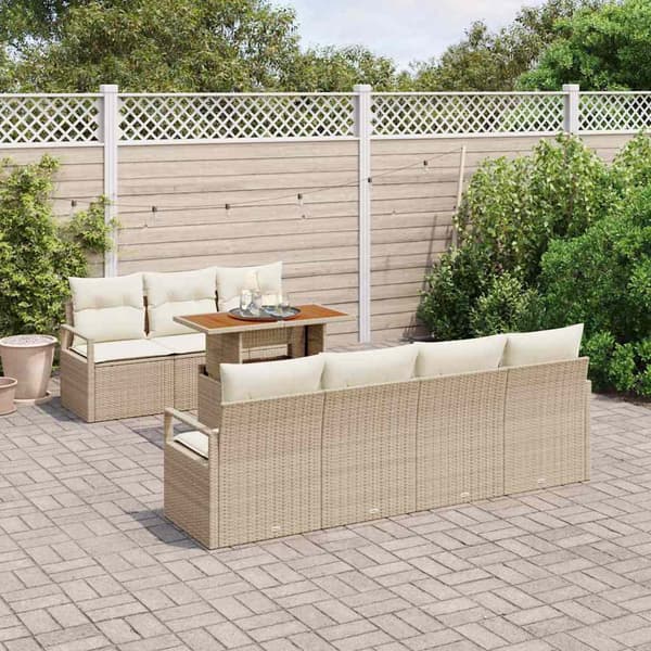 vidaXL Trädgårdsoffset 8 st Beige Poly rattan Beige