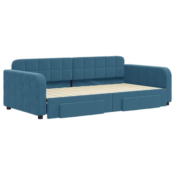 vidaXL Dagbädd utdragbar med lådor blå 100x200 cm sammet Blå