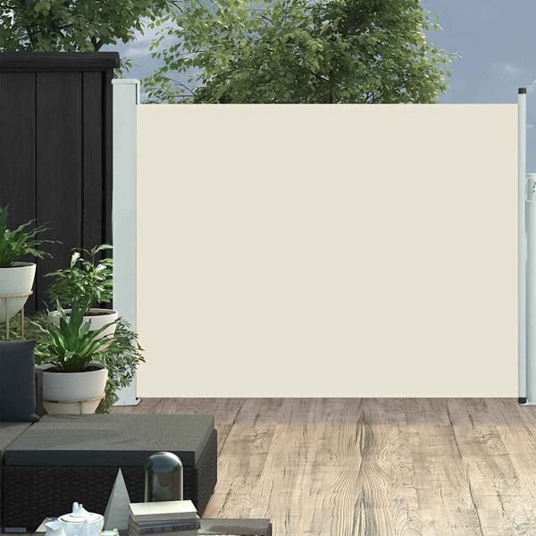 vidaXL Infällbar sidomarkis 140x500 cm gräddvit Creme