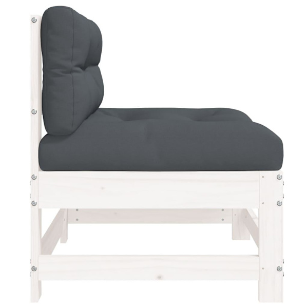 vidaXL Mittensoffa med dynor vit massiv furu Vit