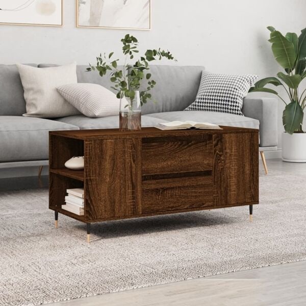 vidaXL Soffbord brun ek 102x44,5x50 cm konstruerat trä Brun