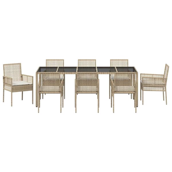 vidaXL Trädgårdsmöbelset 9 st Beige konstrotting Beige