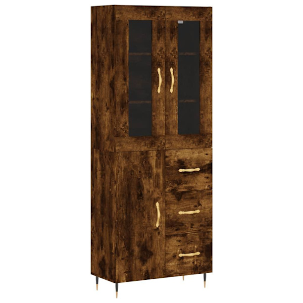 vidaXL Högskåp rökfärgad ek 69,5x34x180 cm konstruerat trä Brun