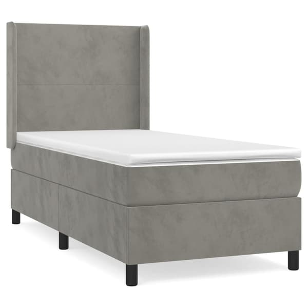 vidaXL Ramsäng med madrass ljusgrå 90x200 cm sammet Grå