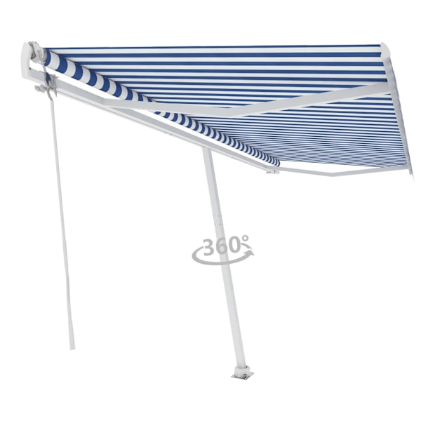 vidaXL Fristående markis automatisk 500x300 cm blå/vit Blå