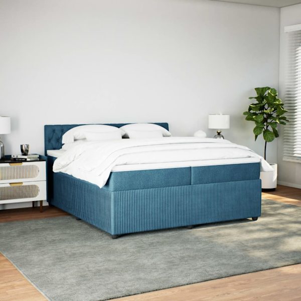 vidaXL Ramsäng med madrass blå 200x200 cm sammet Blå
