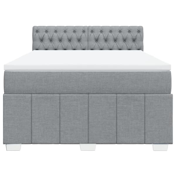 vidaXL Ramsäng med madrass ljusgrå 140x190 cm tyg Grå