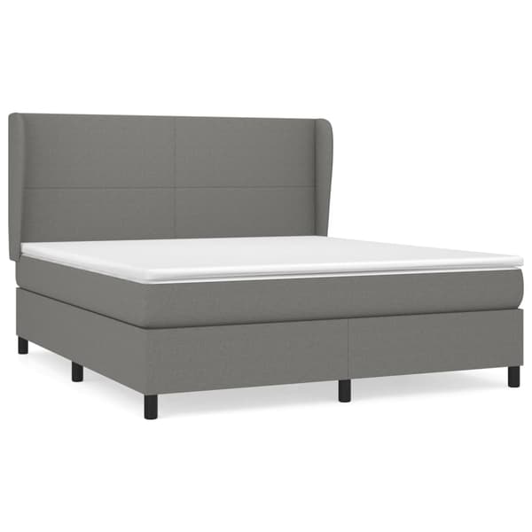 vidaXL Ramsäng med madrass mörkgrå 180x200 cm tyg Grå