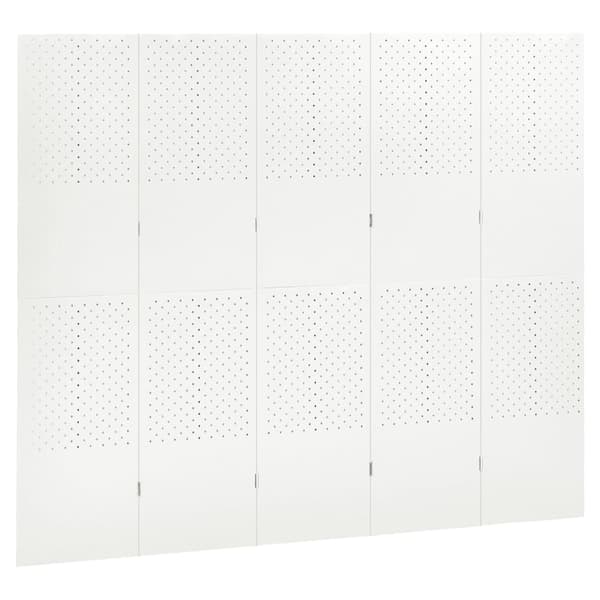 vidaXL Rumsavdelare 5 paneler vit 200x180 cm stål Vit