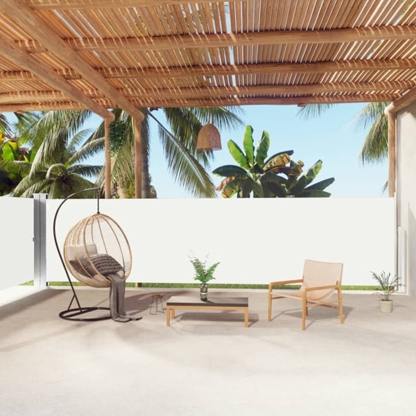 vidaXL Infällbar sidomarkis gräddvit 160x1000 cm Creme