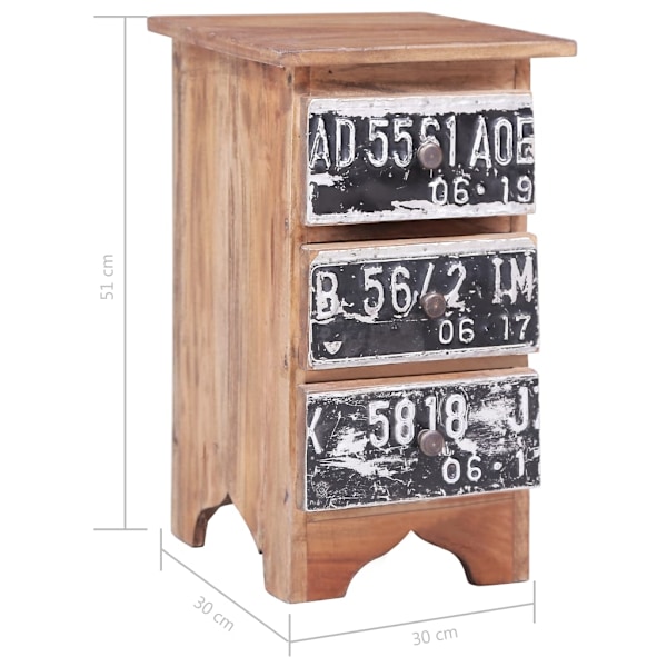 vidaXL Sängbord 30x30x51 cm massivt massivt mahognyträ Brun