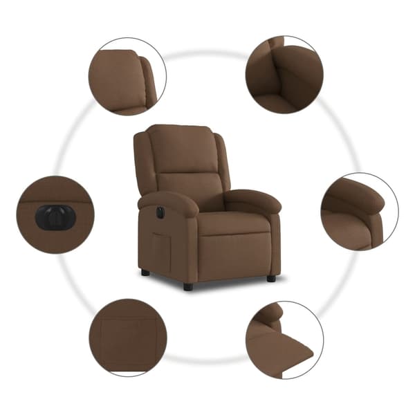 vidaXL Elektrisk reclinerfåtölj Brun tyg Brun
