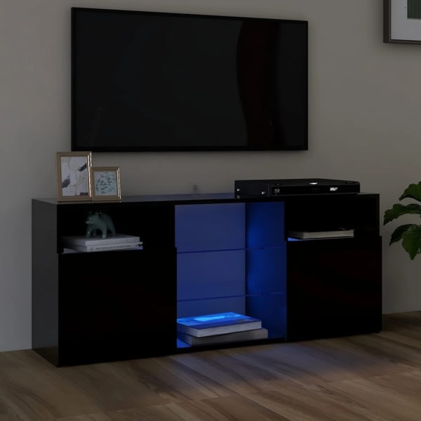 vidaXL TV-bänk med LED-belysning svart 120x30x50 cm Svart