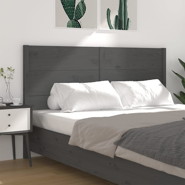 vidaXL Sänggavel grå 126x4x100 cm massiv furu Grå