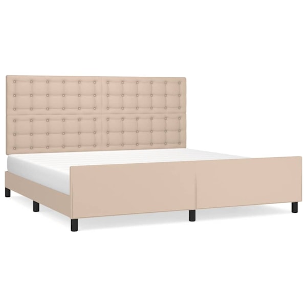 vidaXL Sängram med huvudgavel cappuccino 200x200 cm konstläder Brun