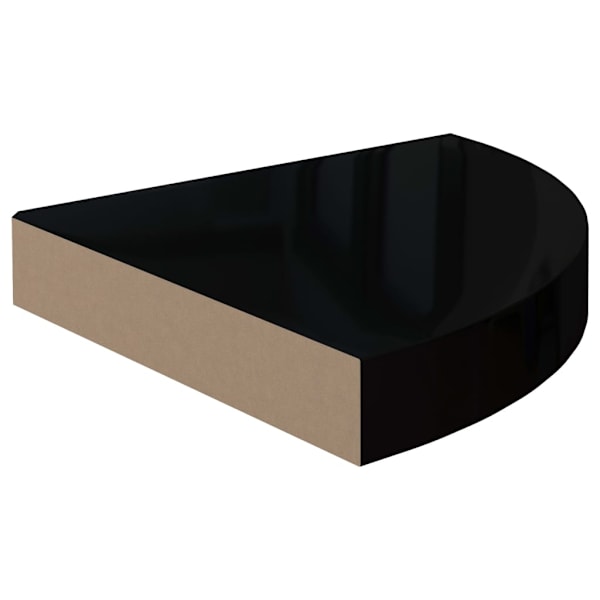 vidaXL Svävande hörnhylla svart högglans 25x25x3,8 cm MDF Svart