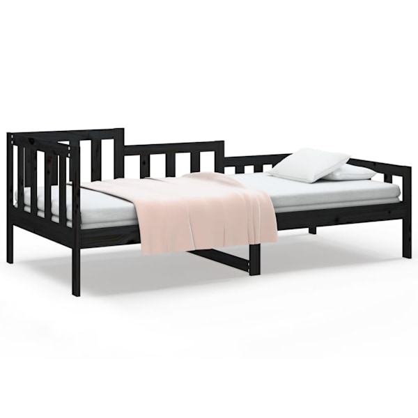 vidaXL Dagbädd svart 90x200 cm massiv furu Svart