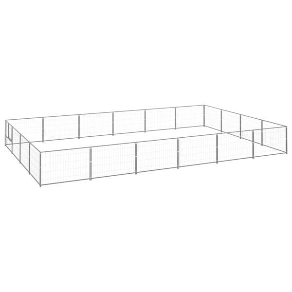 vidaXL Hundgård silver 24 m² stål Silver
