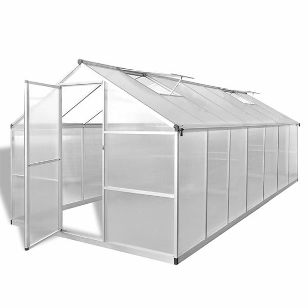 vidaXL Växthus 10,53 m² förstärkt aluminium Transparent