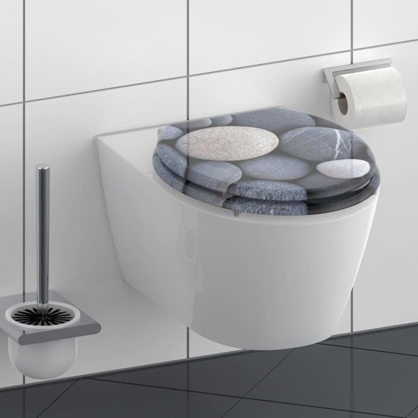 SCHÜTTE Toalettsits med mjuk stängning GREY STONE multifärg