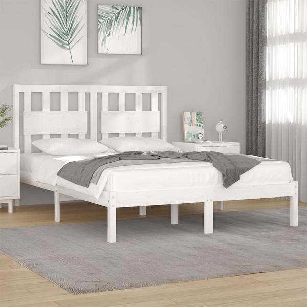 vidaXL Sängram vit massiv furu 200x200 cm Vit