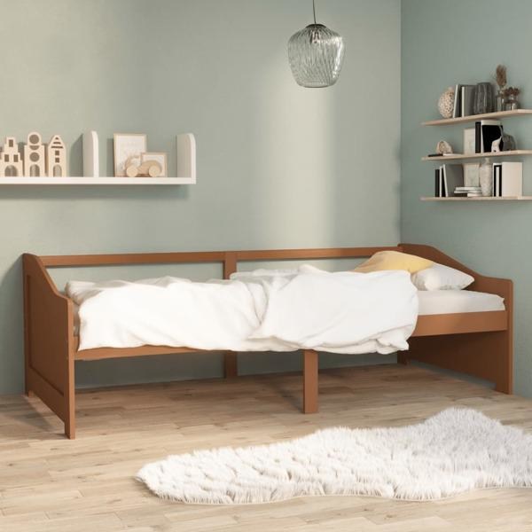 vidaXL Dagbädd 3-sits honungsbrun massiv furu 90x200 cm Brun
