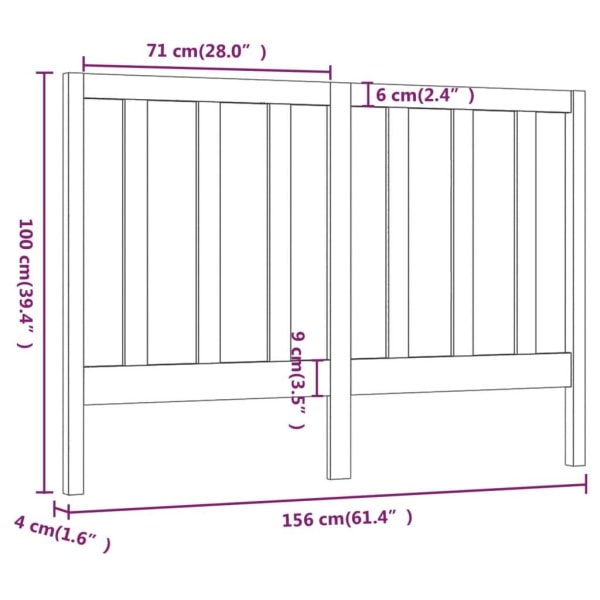 vidaXL Sänggavel vit 156x4x100 cm massiv furu Vit