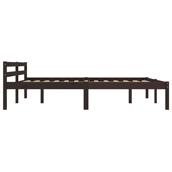 vidaXL Sängram mörkbrun massiv furu 180x200 cm Brun