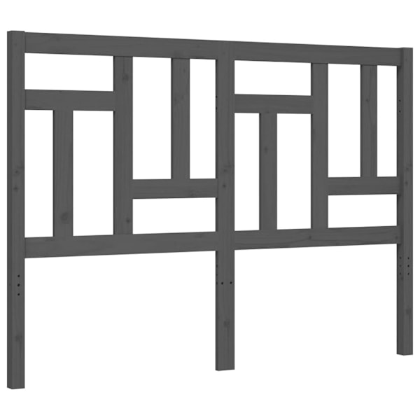 vidaXL Sängram med huvudgavel grå 140x190 cm massivt trä Grå