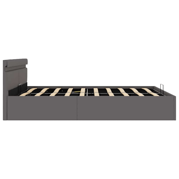 vidaXL Sängram hydraulisk förvaring LED grå konstläder 180x200 cm grå