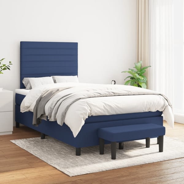 vidaXL Ramsäng med madrass blå 120x200 cm tyg Blå