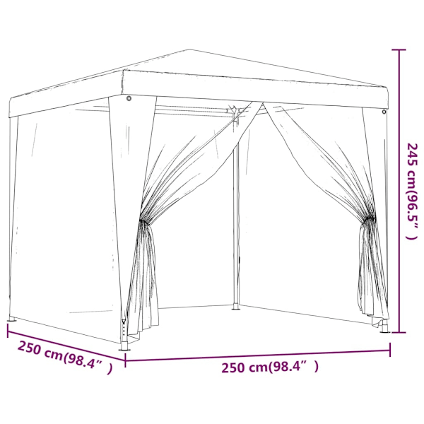 vidaXL Partytält med 4 sidoväggar i nät 2,5x2,5 m HDPE grön Grön