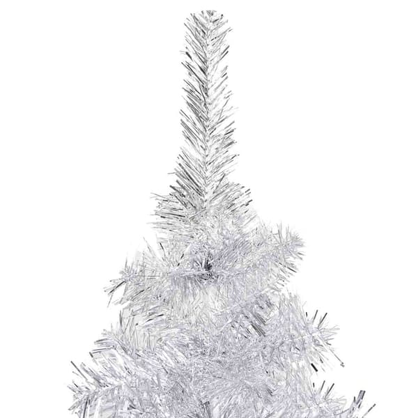 vidaXL Belyst plastgran med kulor silver 240 cm PET Silver