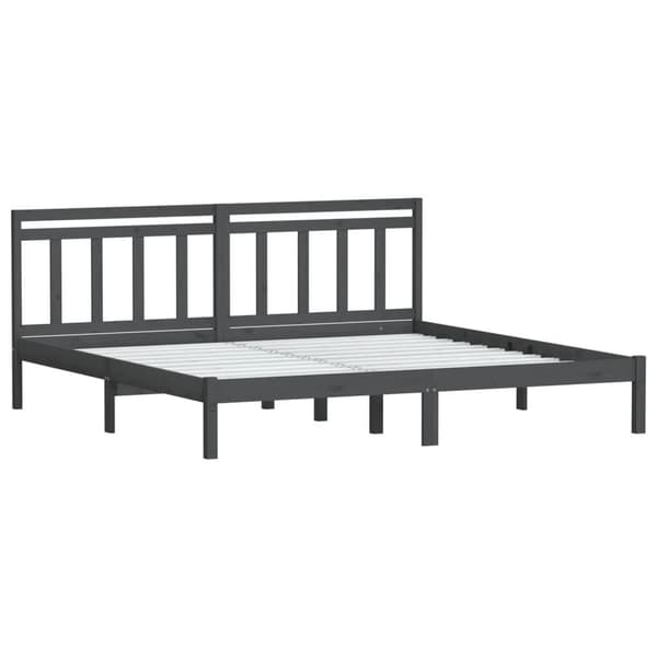 vidaXL Sängram massivt trä 180x200 cm grå Grå