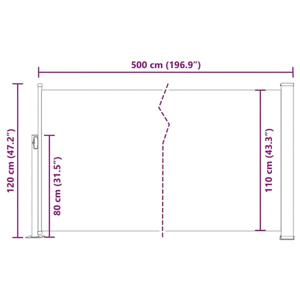 vidaXL Infällbar sidomarkis 120x500 cm röd Röd