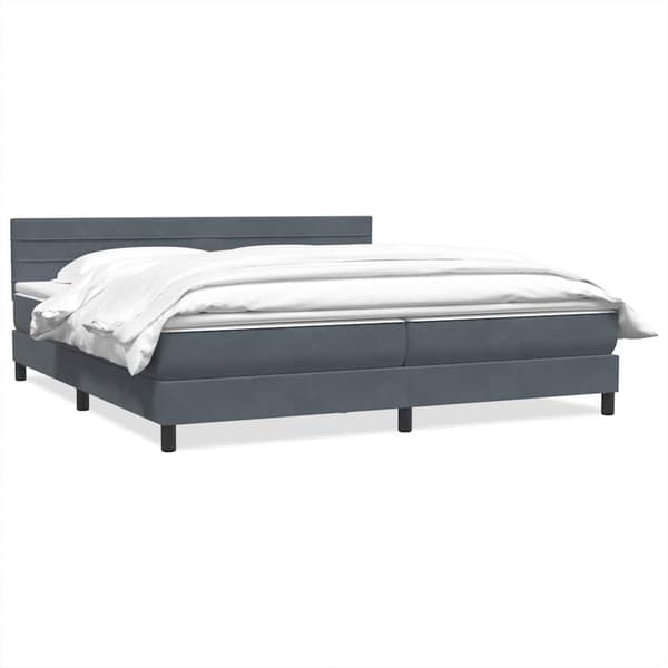 vidaXL Ramsäng med madrass mörkgrå 180x210 cm sammet Grå