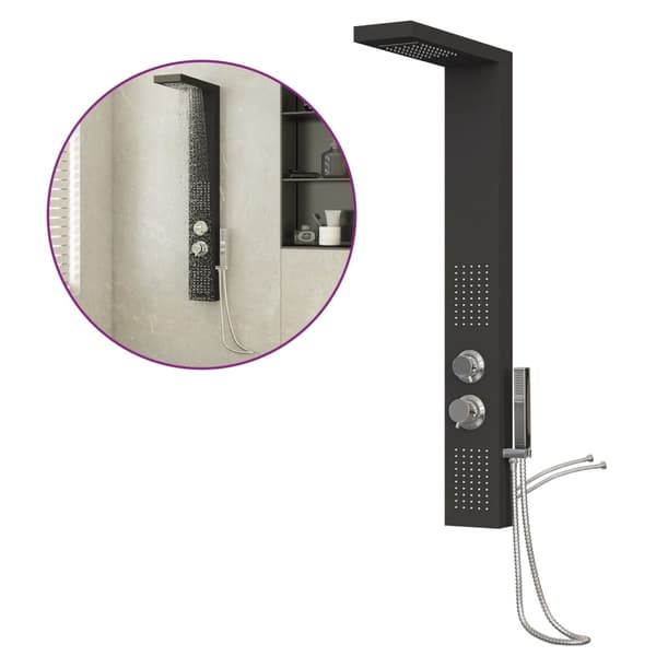 vidaXL Duschpanelsystem aluminium svart Svart