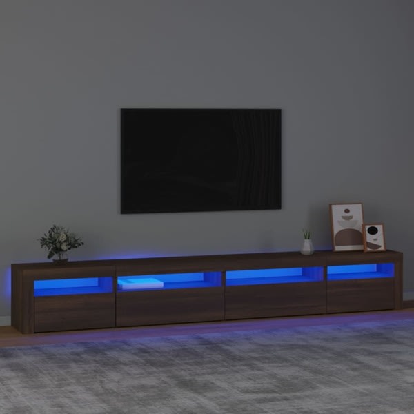 vidaXL Tv-bänk med LED-belysning brun ek 270x35x40 cm Brun