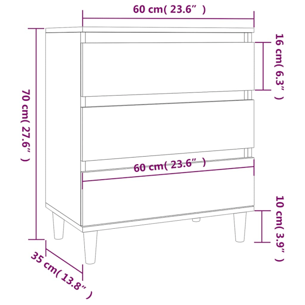 vidaXL Byrå betonggrå 60x35x70 cm konstruerat trä Grå
