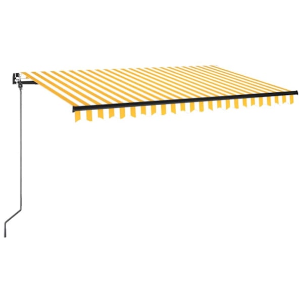 vidaXL Markis manuellt infällbar med LED 400x350 cm gul och vit Gul