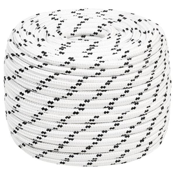 vidaXL Båtlina flätad vit 14 mm x 25 m polyester