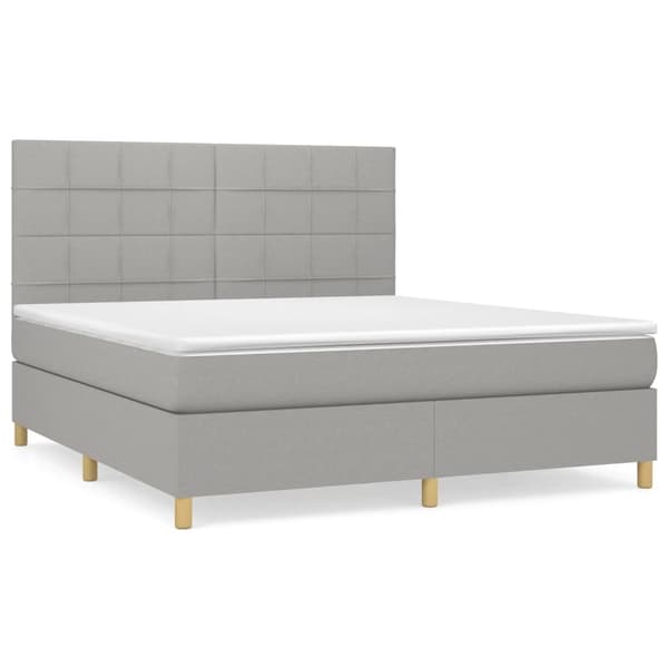 vidaXL Ramsäng med madrass ljusgrå 180x200 cm tyg Grå