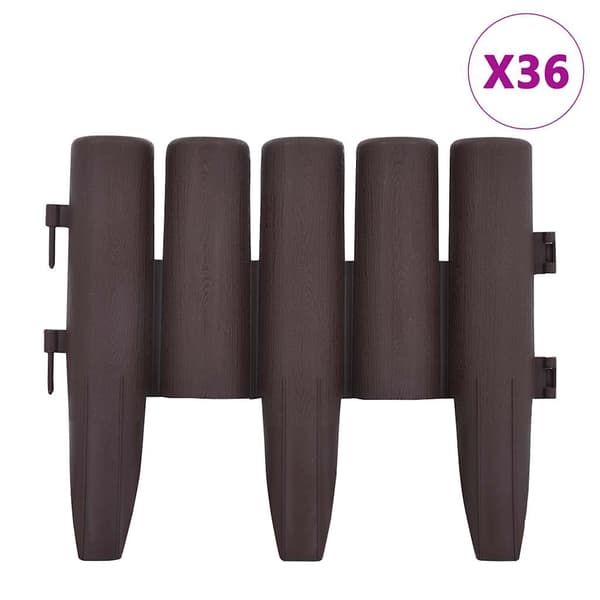 vidaXL Rabattkant 36 st brun 10 m PP Brun
