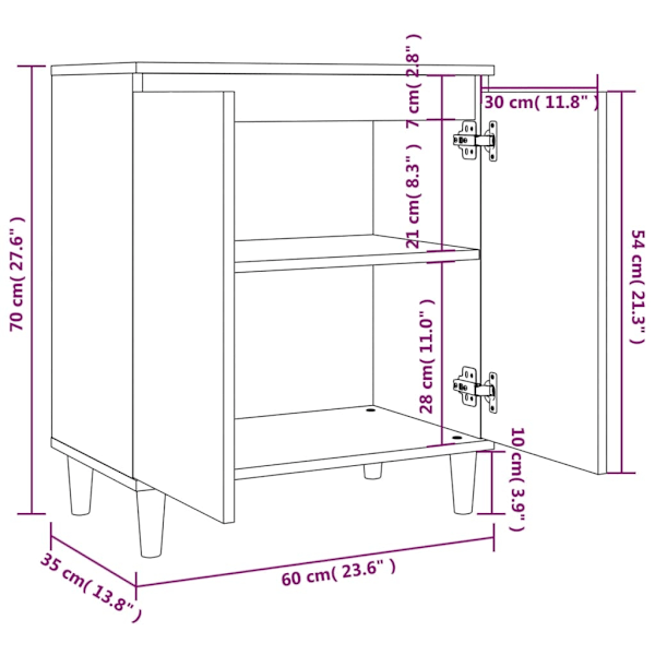 vidaXL Skåp rökfärgad ek 60x35x70 cm konstruerat trä Brun