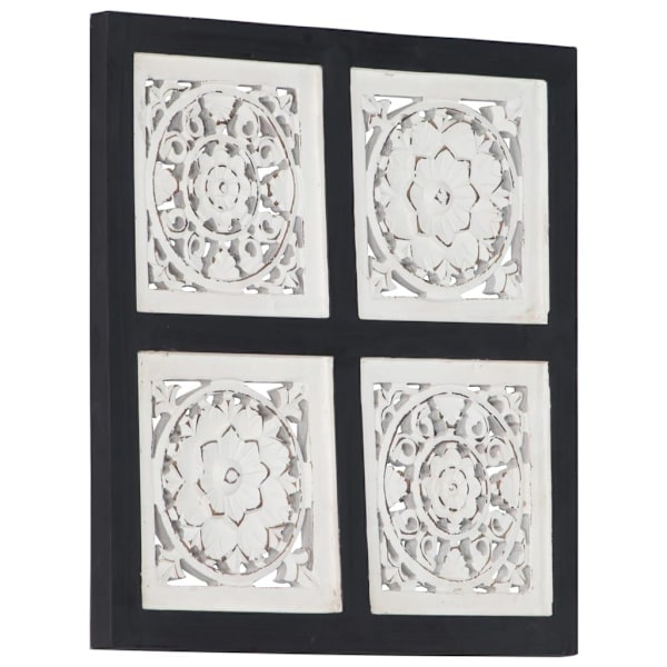 vidaXL Handsnidad väggpanel MDF 40x40x1,5 cm svart och vit Svart